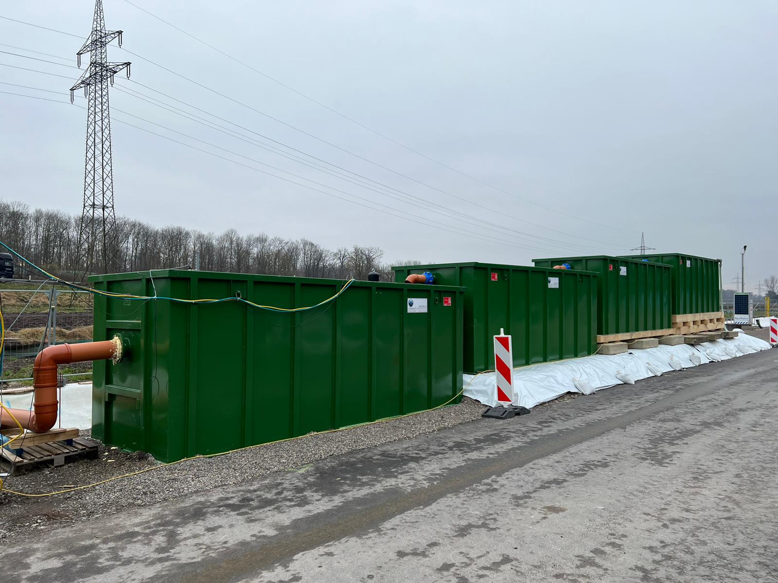 Aufbau mehrerer Becken in Rheinstetten Absetzbecken